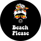 Beach Please Black Spare Tire Cover