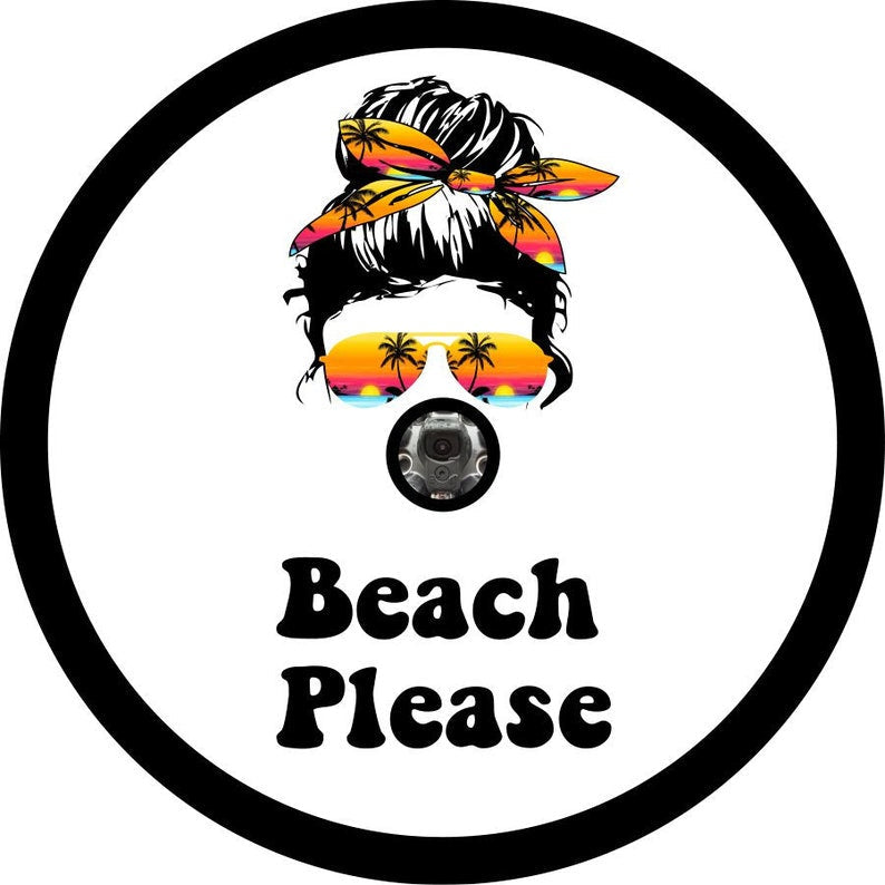 Beach Please White Spare Tire Cover