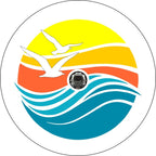 Beach Waves With Birds White Spare Tire Cover