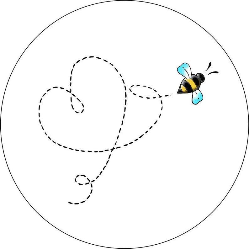 BEE With A Heart White Spare Tire Cover