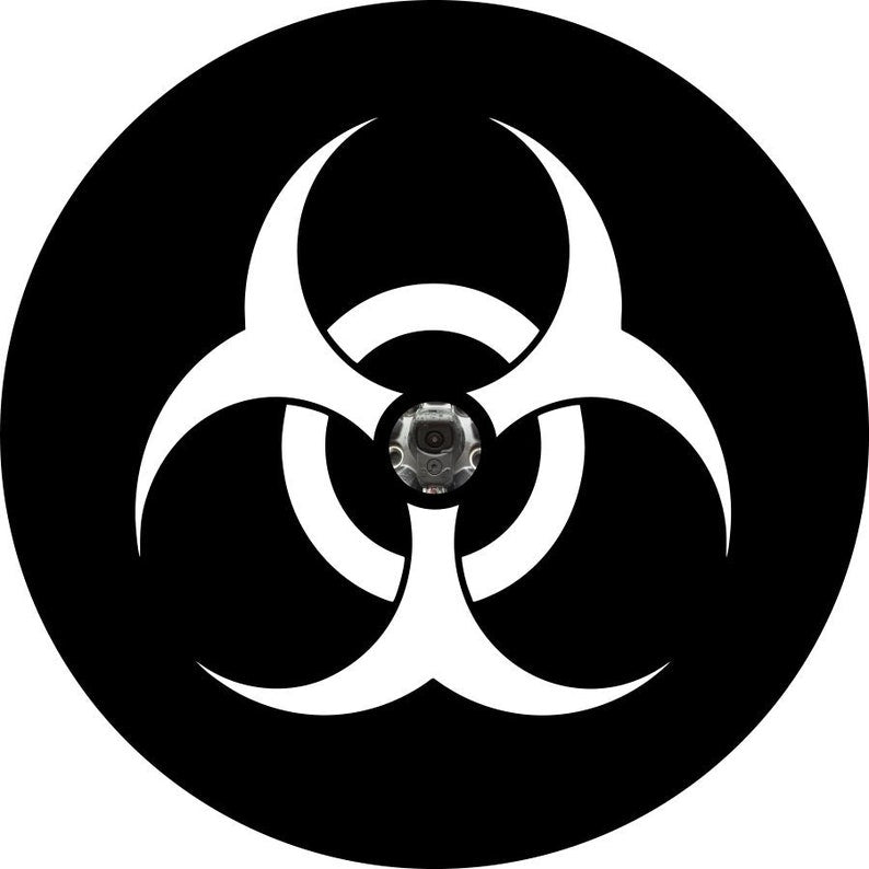 Bio Hazard Warning Symbol Black Spare Tire Cover