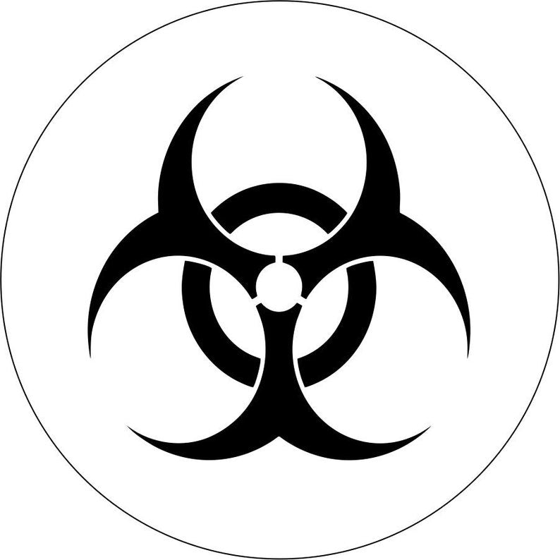 Bio Hazard Warning Symbol White Spare Tire Cover