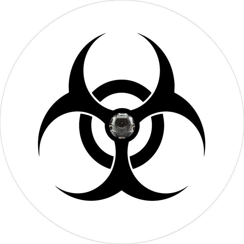 Bio Hazard Warning Symbol White Spare Tire Cover