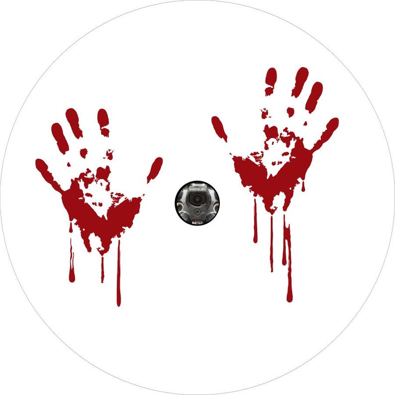 Bloody Hands White Spare Tire Cover