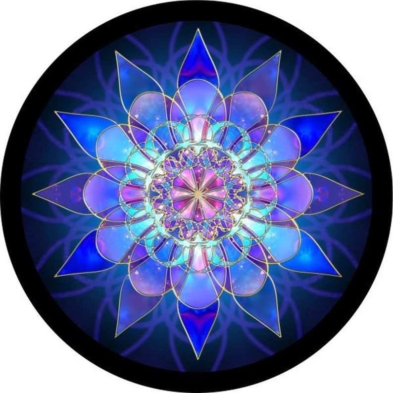 Blue Crystal Mandala Spare Tire Cover