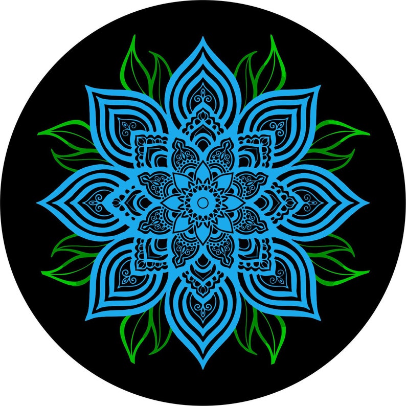 Blue Flower Mandala Spare Tire Cover