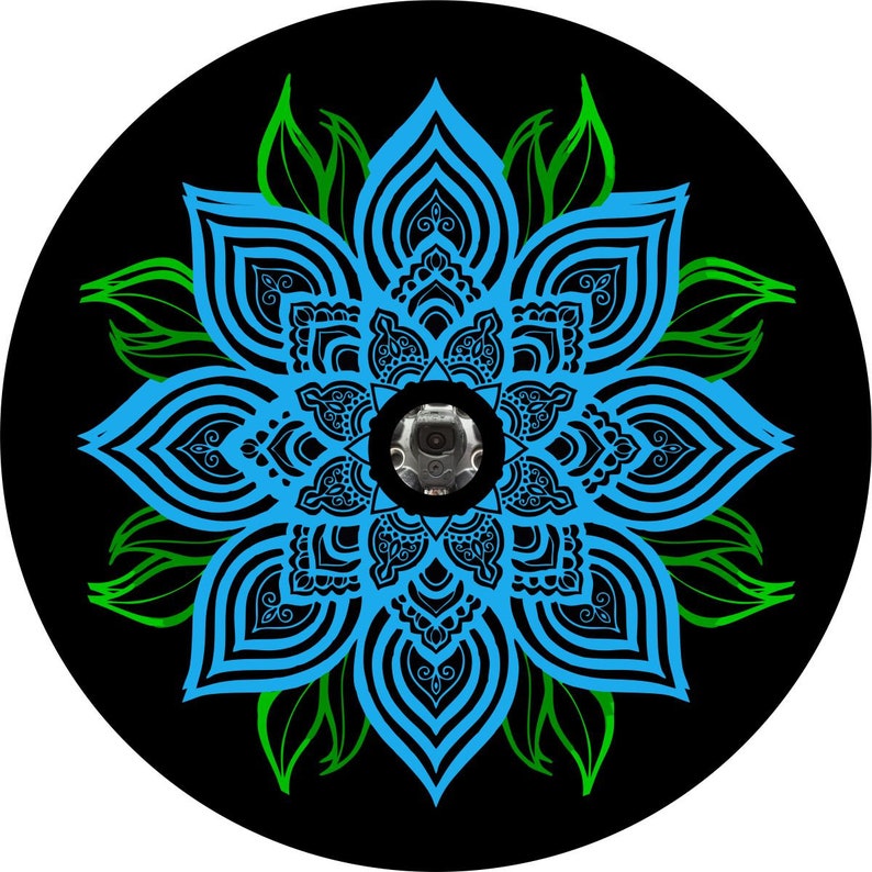 Blue Flower Mandala Spare Tire Cover