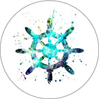Boat Steering Wheel Helm White & Teal Spare Tire Cover