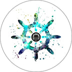 Boat Steering Wheel Helm White & Teal Spare Tire Cover