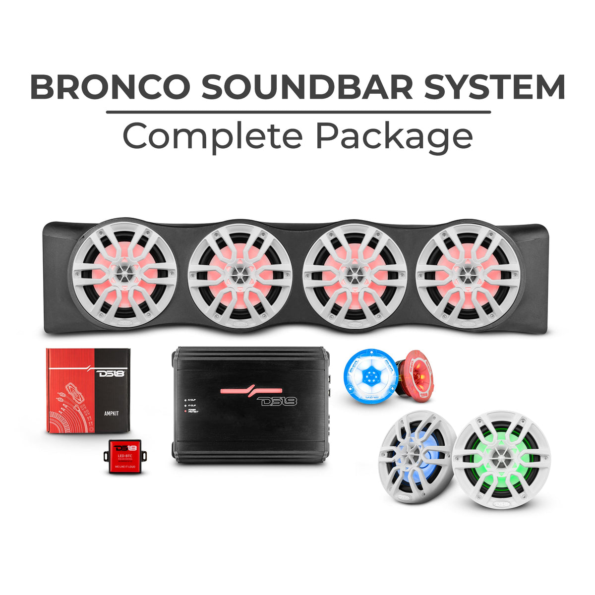 Bronco 6th Gen 4 Door Rear Mount Sound Bar System Complete Package.