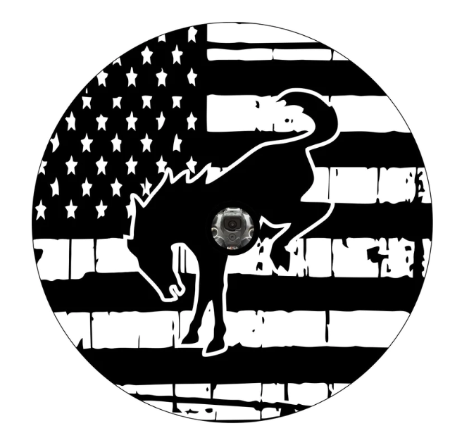 Bronco Rustic American Flag Spare Tire Cover