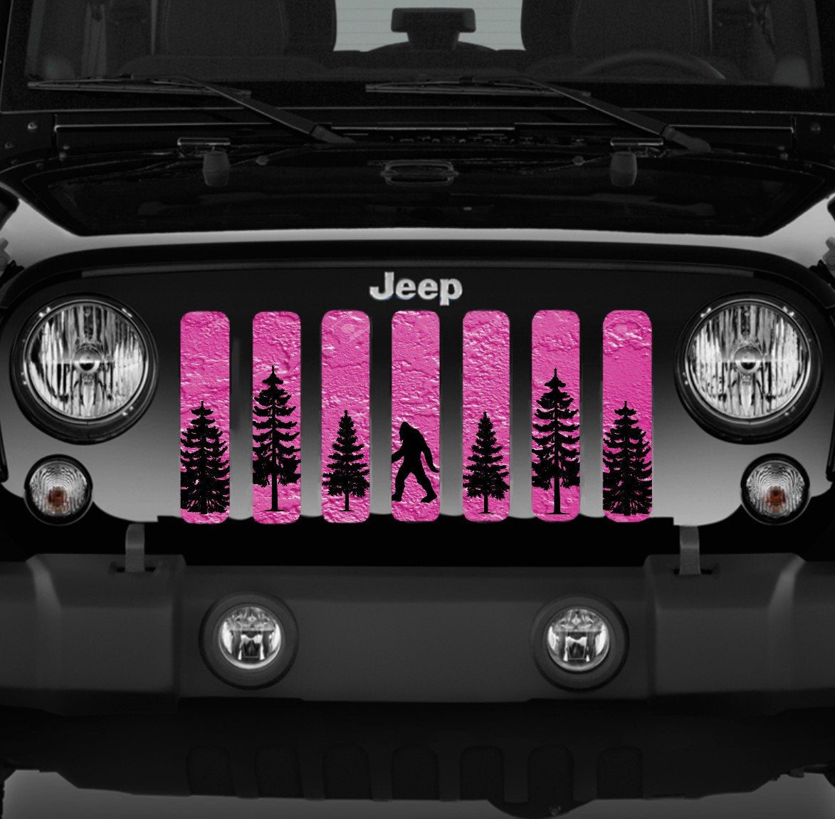 Platinum Bigfoot Bright Pink Background Grille Insert