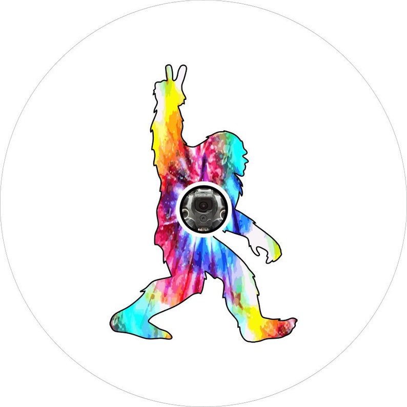 Bigfoot Peace Out Tie Dye White Spare Tire Cover