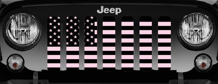 Black and Baby Pink American Flag Grille Insert