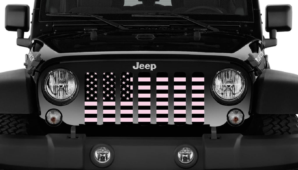 Black and Baby Pink American Flag Grille Insert