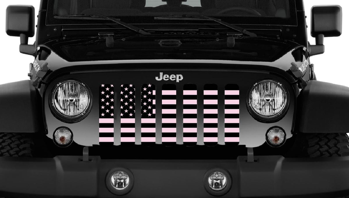 Black and Baby Pink American Flag Grille Insert
