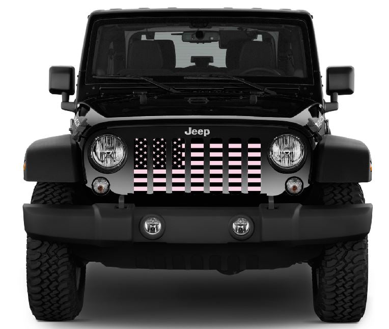 Black and Baby Pink American Flag Grille Insert