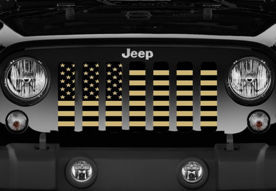 Platinum Black and Gold American Flag Grille Insert