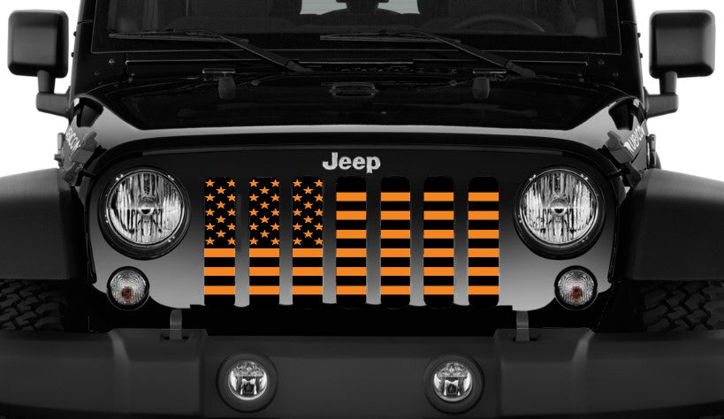 Black and Orange American Flag Grille Insert