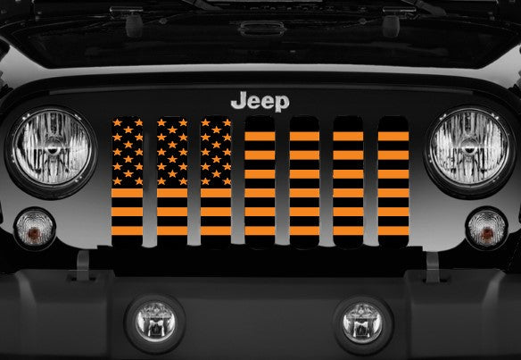 Platinum Black and Orange American Flag Grille Insert