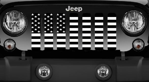 Black and White American Flag Grille Insert
