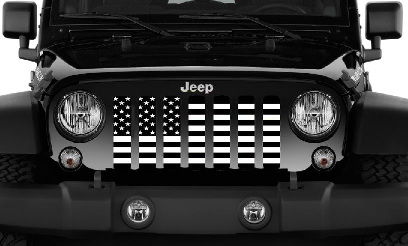 Black and White American Flag Grille Insert
