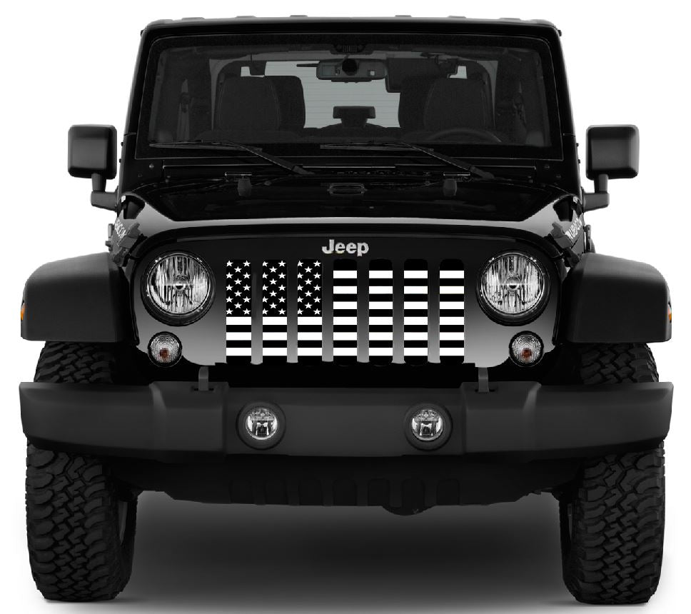 Black and White American Flag Grille Insert