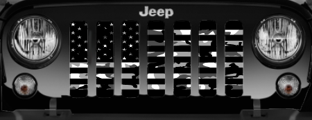 Black and White Camo Flag Grille Insert