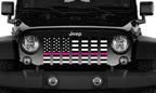 Black and White Fight Like a Girl Pink Line Grille Insert