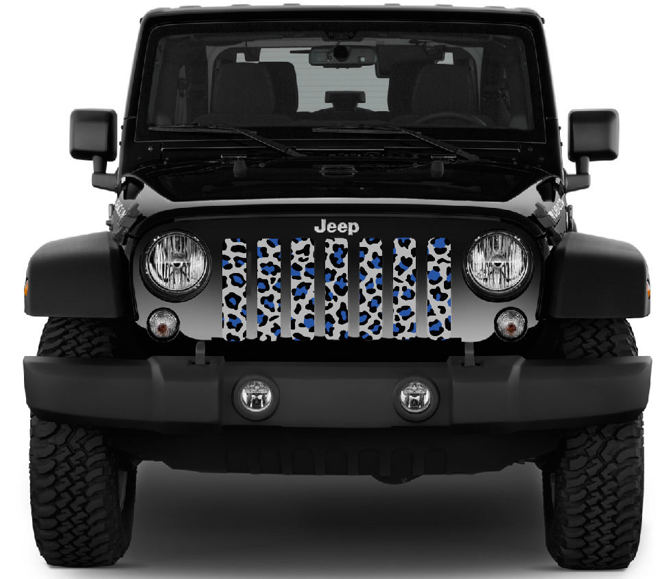 Blue and Gray Leopard Print Grille Insert