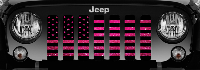Bright Pink Fleck American Flag Print Grille Insert