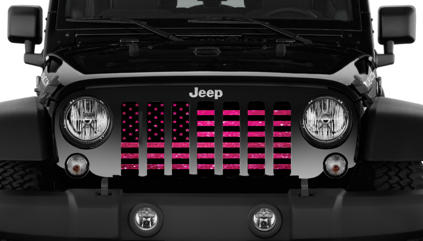 Bright Pink Fleck American Flag Print Grille Insert