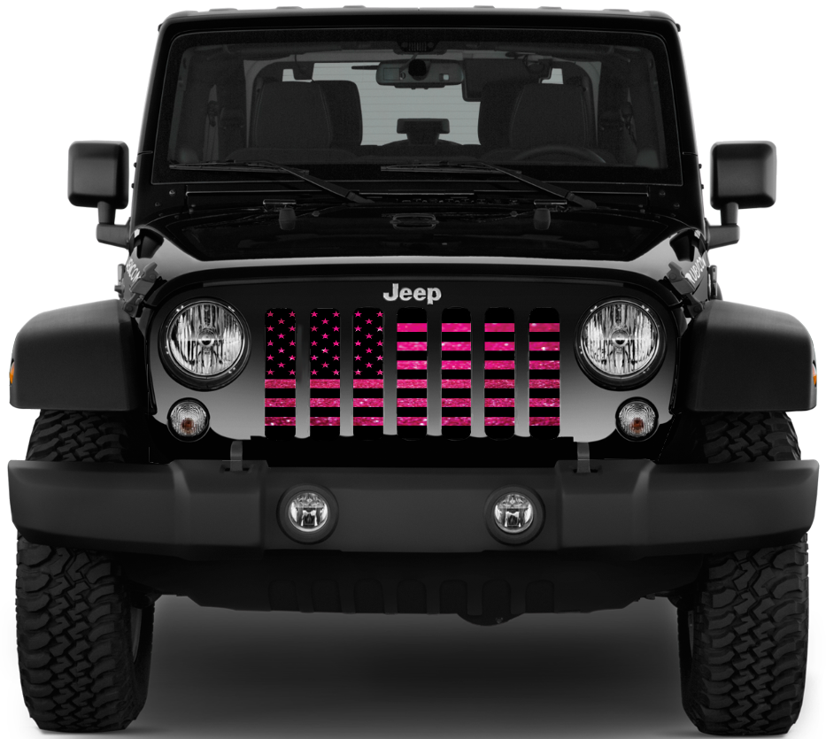 Bright Pink Fleck American Flag Print Grille Insert
