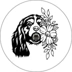 Cavalier King Spaniel With Flowers White Spare Tire Cover