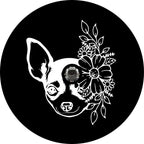 Chihuahua With Flowers Black Spare Tire Cover