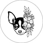 Chihuahua With Flowers White Spare Tire Cover