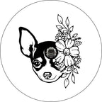 Chihuahua With Flowers White Spare Tire Cover