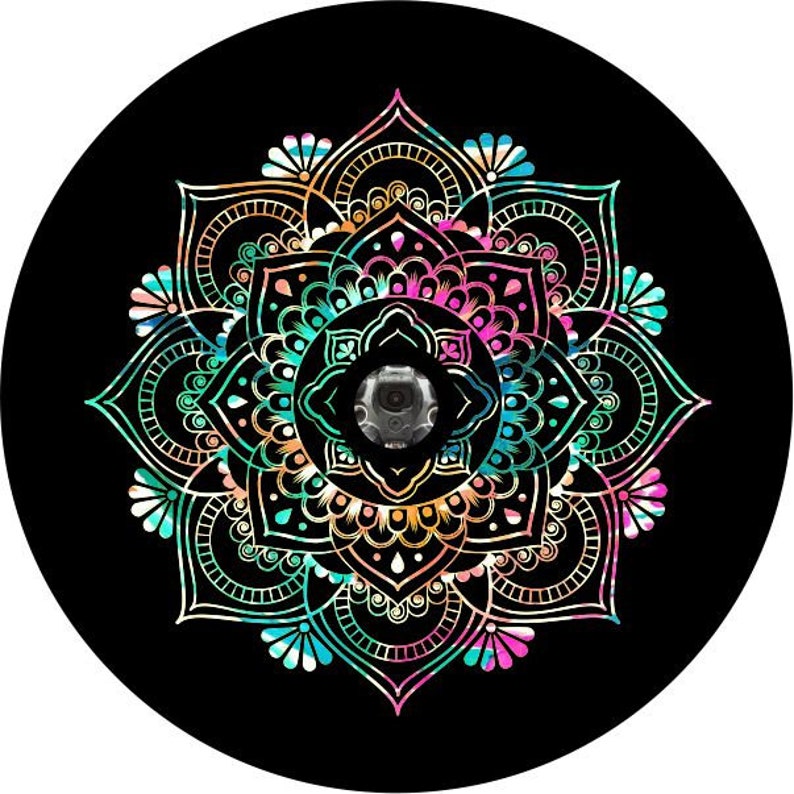 Colorful Mandala Black Spare Tire Cover
