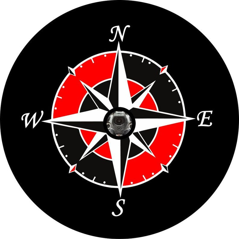 Compass Star Black & Red Spare Tire Cover