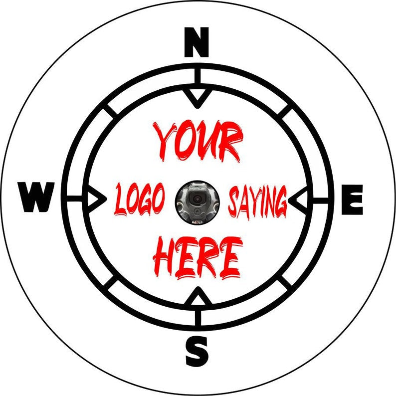 Compass Tire Cover Design Your Logo White  & Red Spare Tire Cover