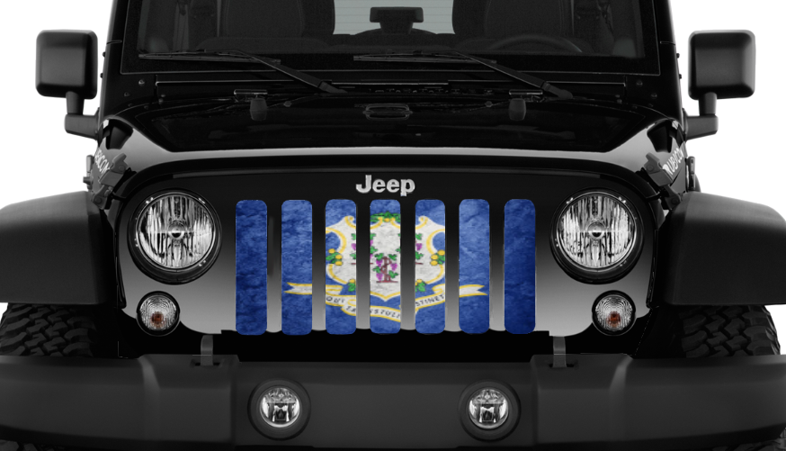 Connecticut Grunge State Flag Grille Insert