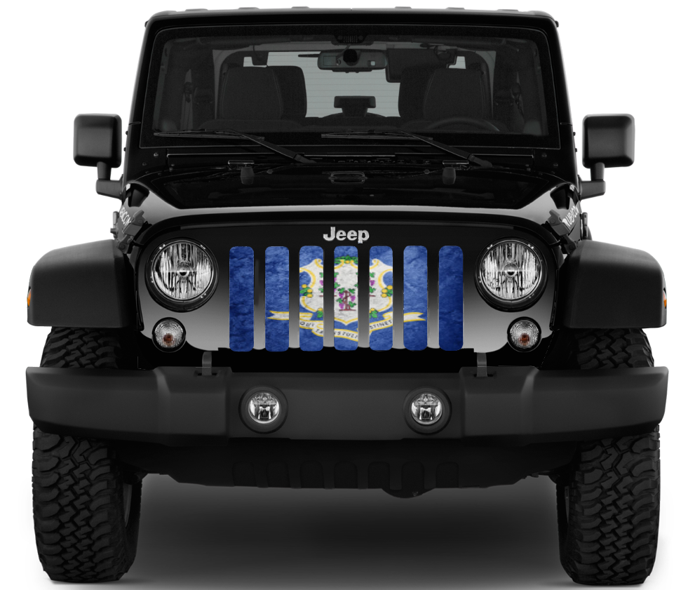Connecticut Grunge State Flag Grille Insert
