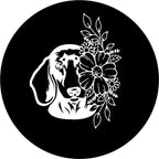 Dachshund With Flowers Black Spare Tire Cover