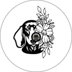 Dachshund With Flowers White Spare Tire Cover