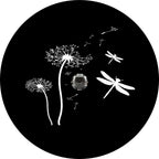 Dandelions With Dragonfly Black  Spare Tire Cover