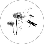 Dandelions With Dragonfly White  Spare Tire Cover