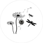 Dandelions With Dragonfly White  Spare Tire Cover