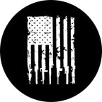 Distressed American Flag Guns Black Spare Tire Cover