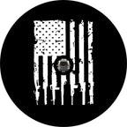 Distressed American Flag Guns Black Spare Tire Cover