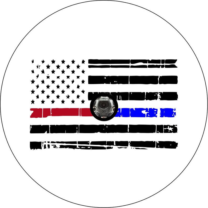 Distressed American Flag White, Red, & Blue Spare Tire Cover